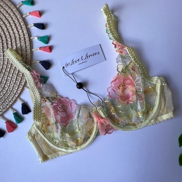 For Love And Lemons Luella Bra Pastel Yellow Small NEW - Picture 5 of 7